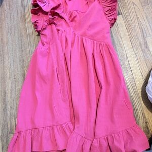 Entro Vibrant Pink Ruffle Dress